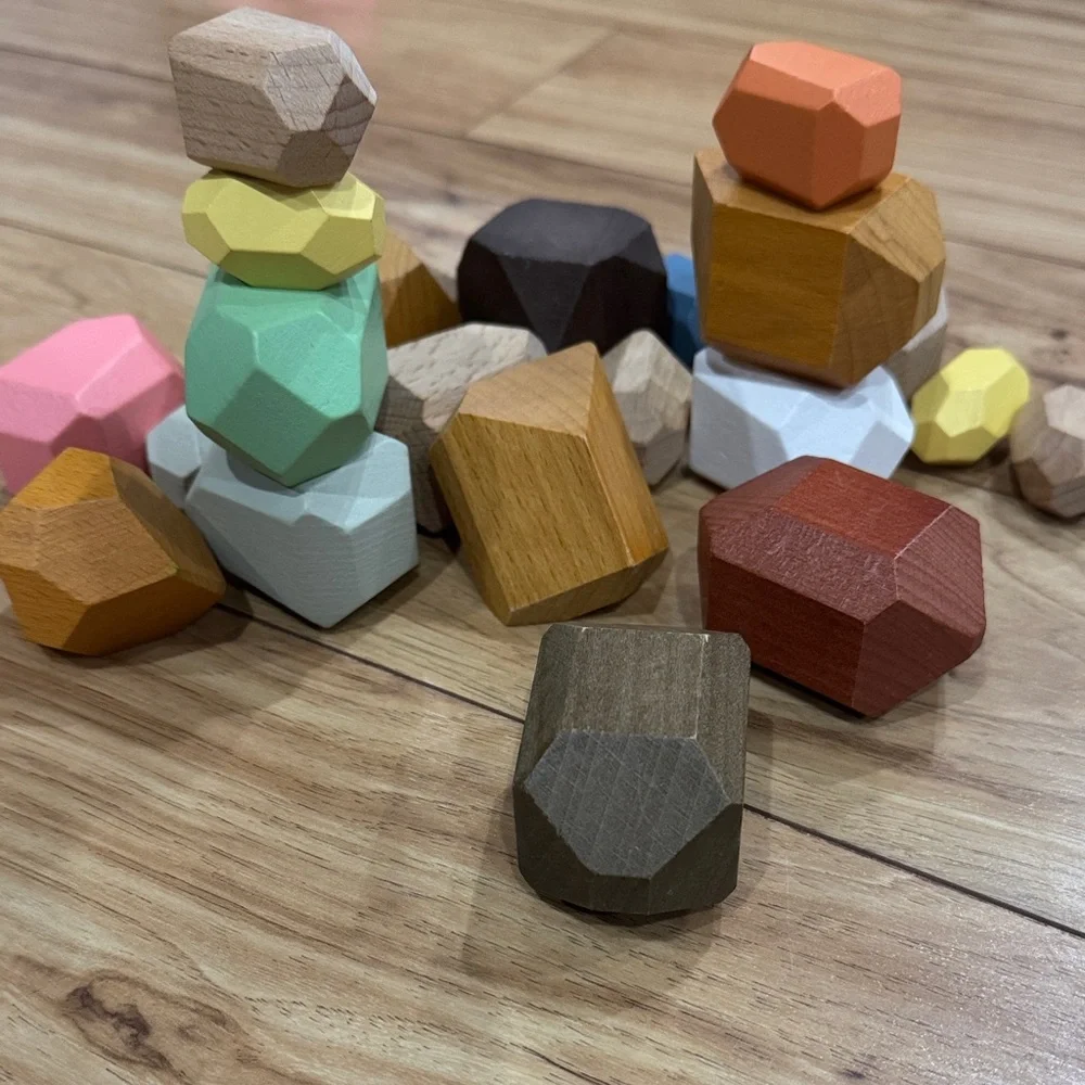Colorful Wooden Geometric stacking blocks